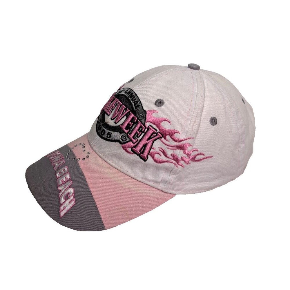 BIKE WEEK Motorcycle Daytona Beach Florida Hat Embroidered Women's Cap 2005 Pink